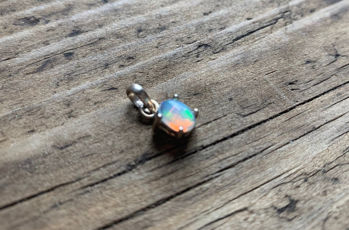 Tiny Minimalist Ethiopian Opal Necklace by Springwaves