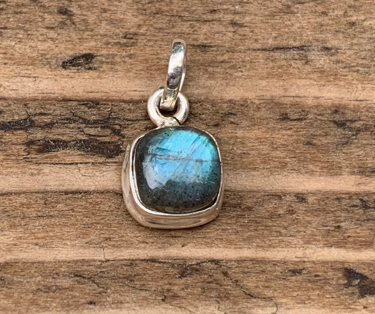 Minimalist Square Labradorite Black Moonstone Necklace by Springwaves
