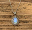 Sterling Silver Boho Oval Rainbow Moonstone Necklace by Springwaves