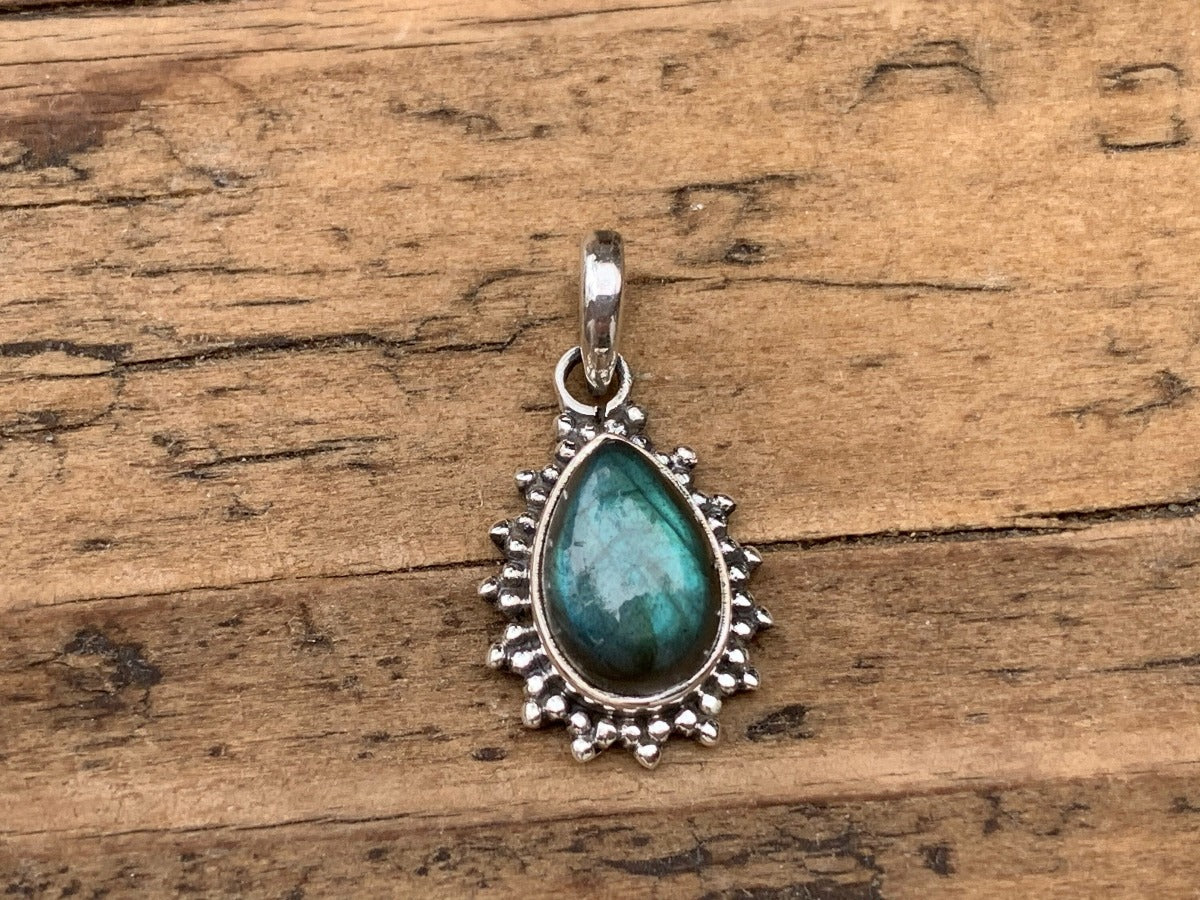 Labradorite Silver Boho Teardrop Necklace by Springwaves