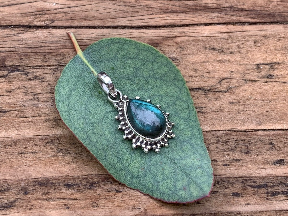 Labradorite Silver Boho Teardrop Necklace by Springwaves