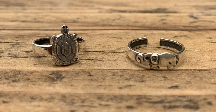 Turtle or Elephant Adjustable Sterling Silver Midi Toe Ring