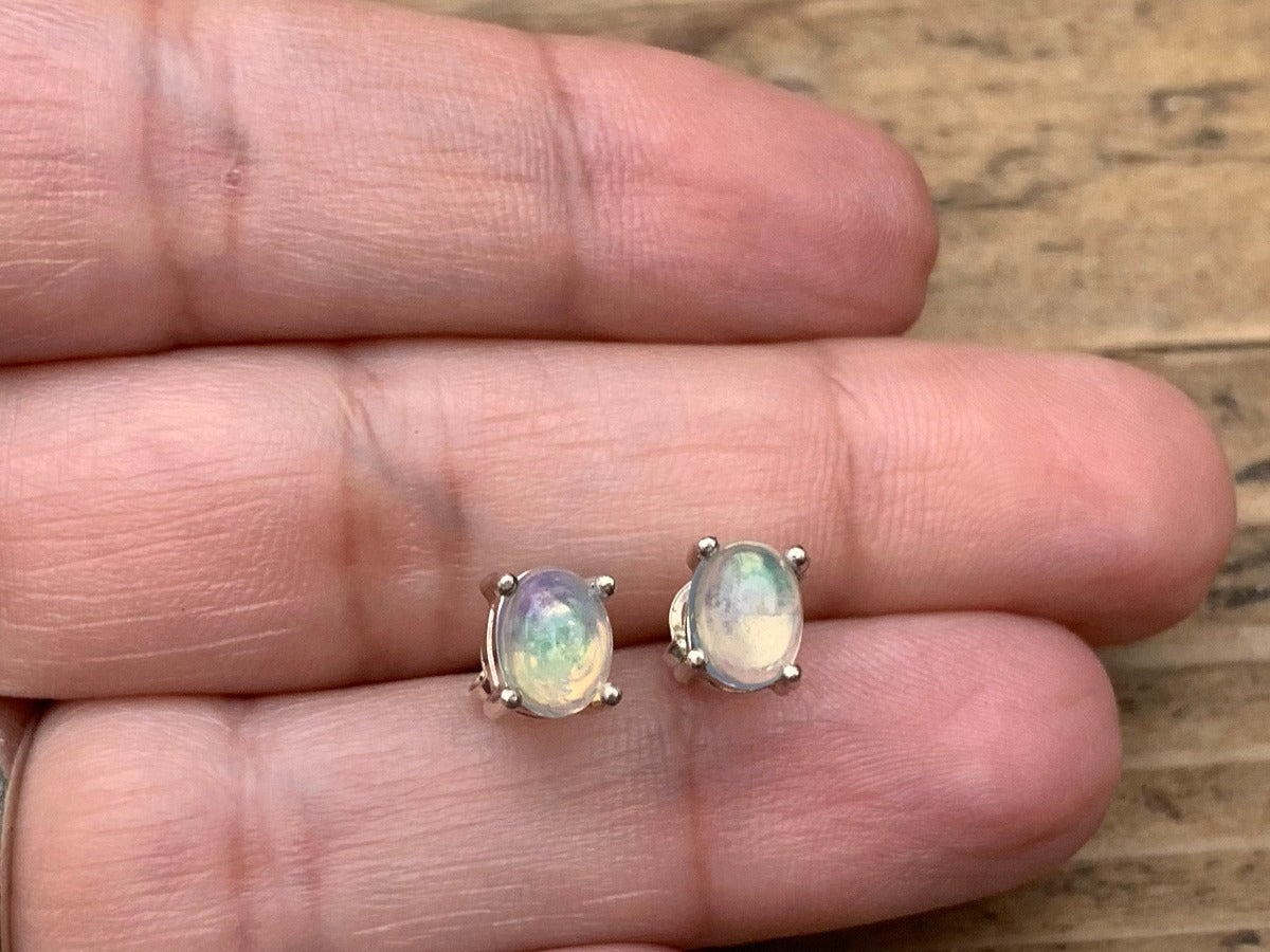 Minimalist Opal Stud Earrings by Springwaves