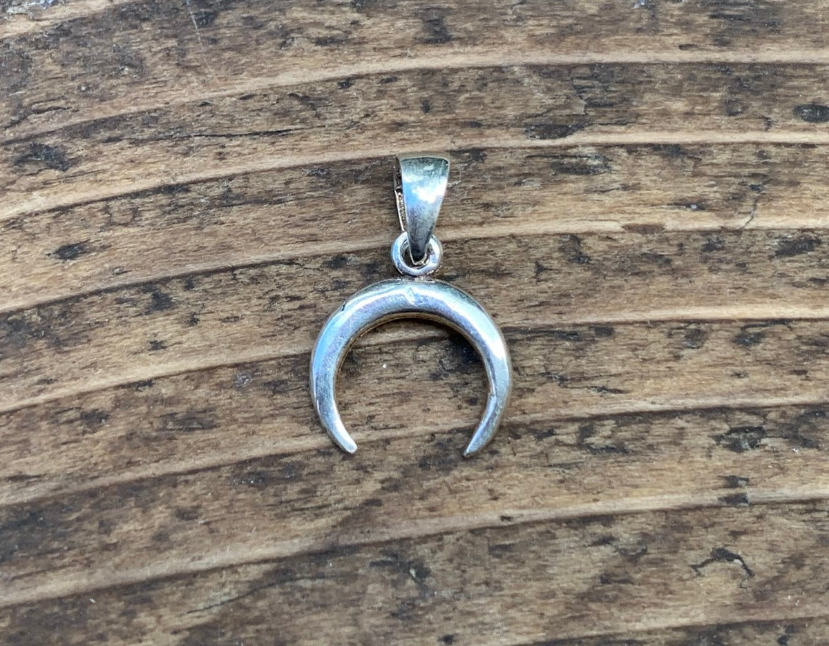 Sterling Silver Half Moon / Horn Pendant Necklace by Springwaves