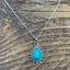 Turquoise Silver Boho Teardrop Necklace by Springwaves