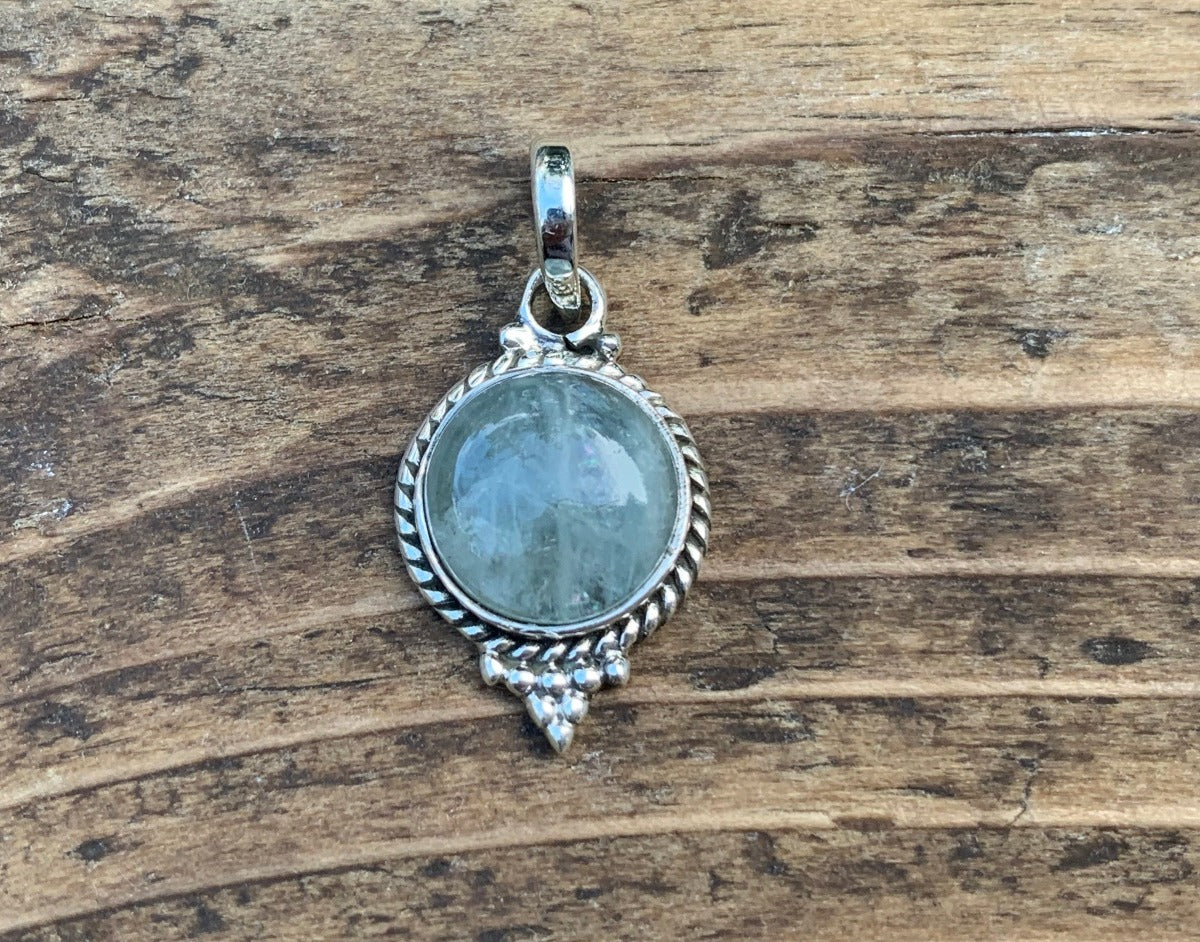 Delicate Boho Aquamarine Circle Silver Necklace by Springwaves