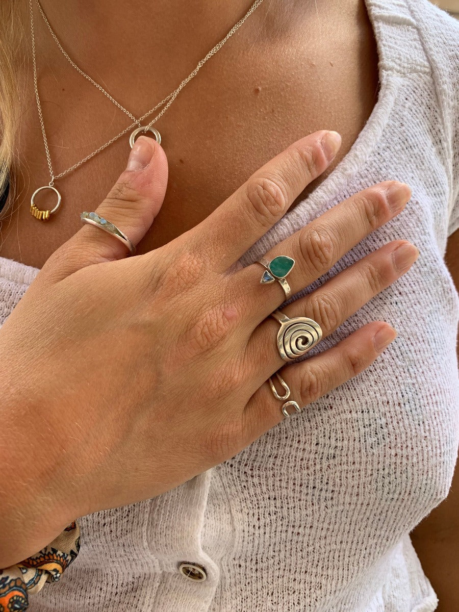 Silver Double Band Ring - Adjustable Fit for Pinky, Midi, Toe Ring by Springwaves