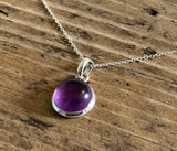 Dainty Amethyst Circle Necklace in Sterling Silver