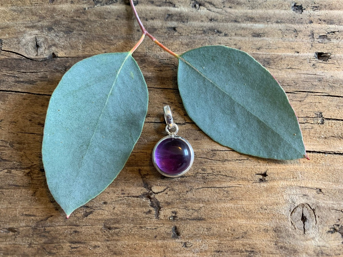 Minimalist Round Amethyst Sterling Silver Necklace by Springwaves
