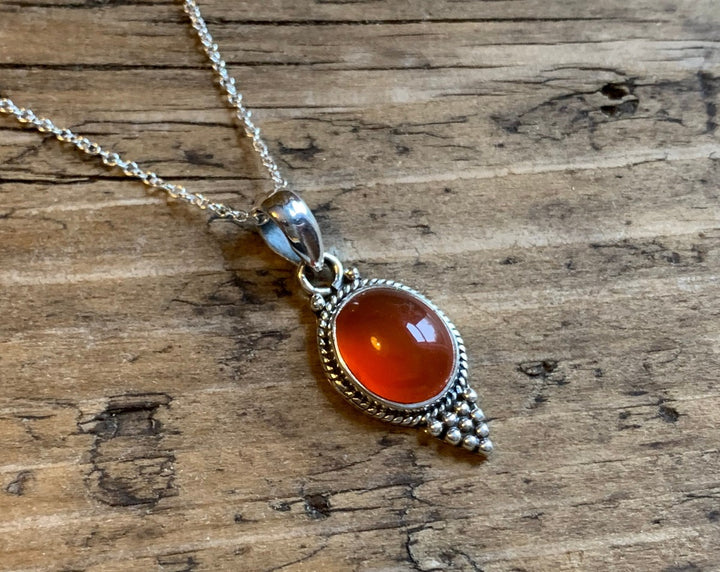 Boho Carnelian Oval Pendant Necklace