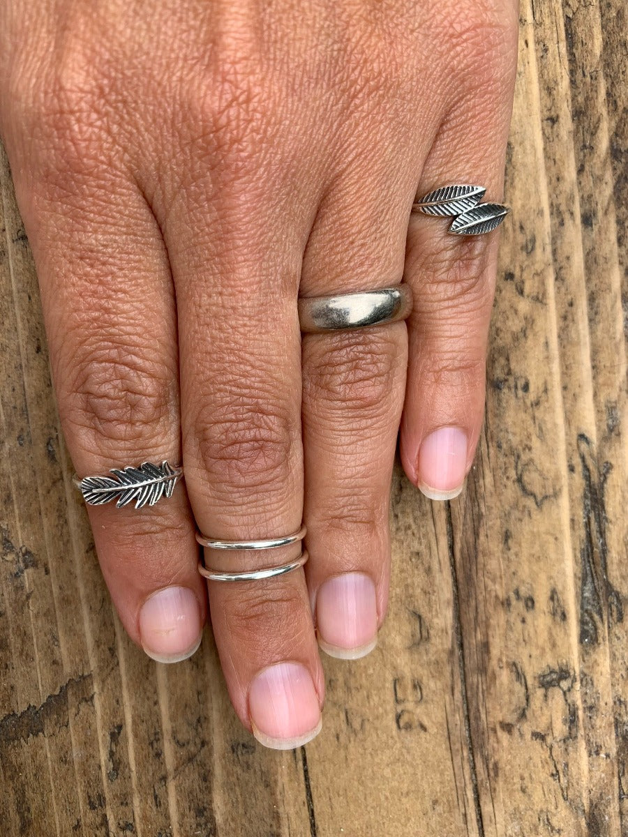 Silver Double Band Ring - Adjustable Fit for Pinky, Midi, Toe Ring by Springwaves