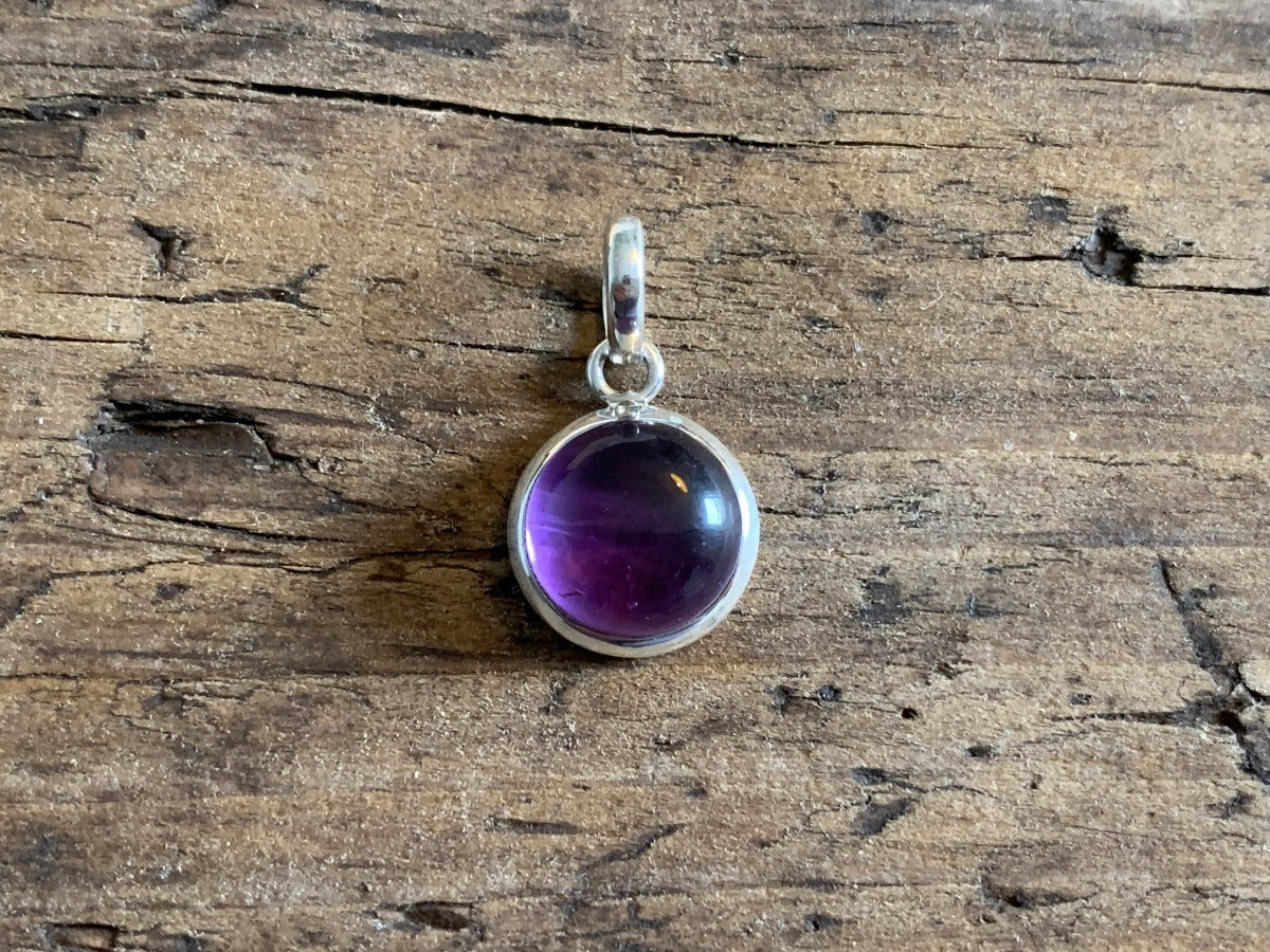Minimalist Round Amethyst Sterling Silver Necklace by Springwaves