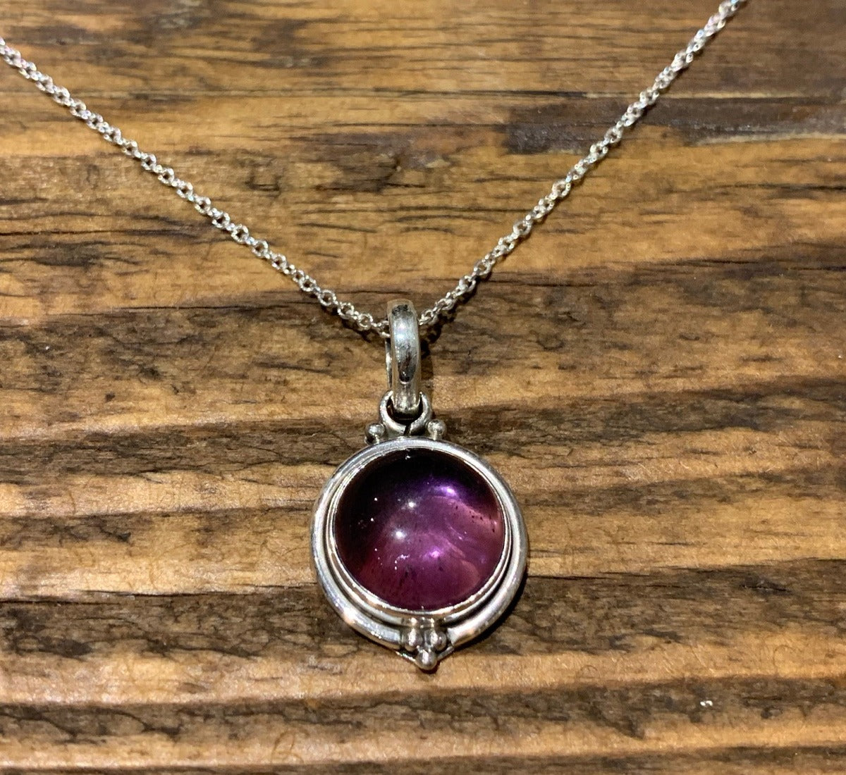 Delicate Round Amethyst Silver Necklace by Springwaves