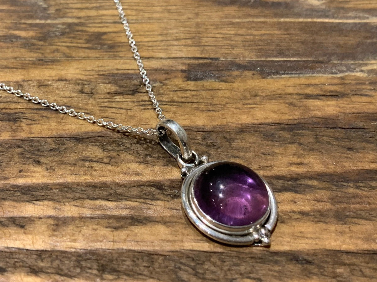Delicate Round Amethyst Silver Necklace by Springwaves