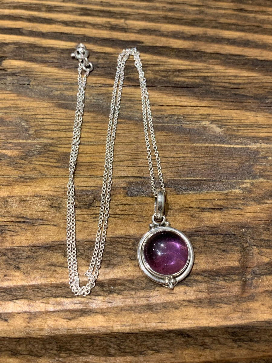 Delicate Round Amethyst Silver Necklace by Springwaves
