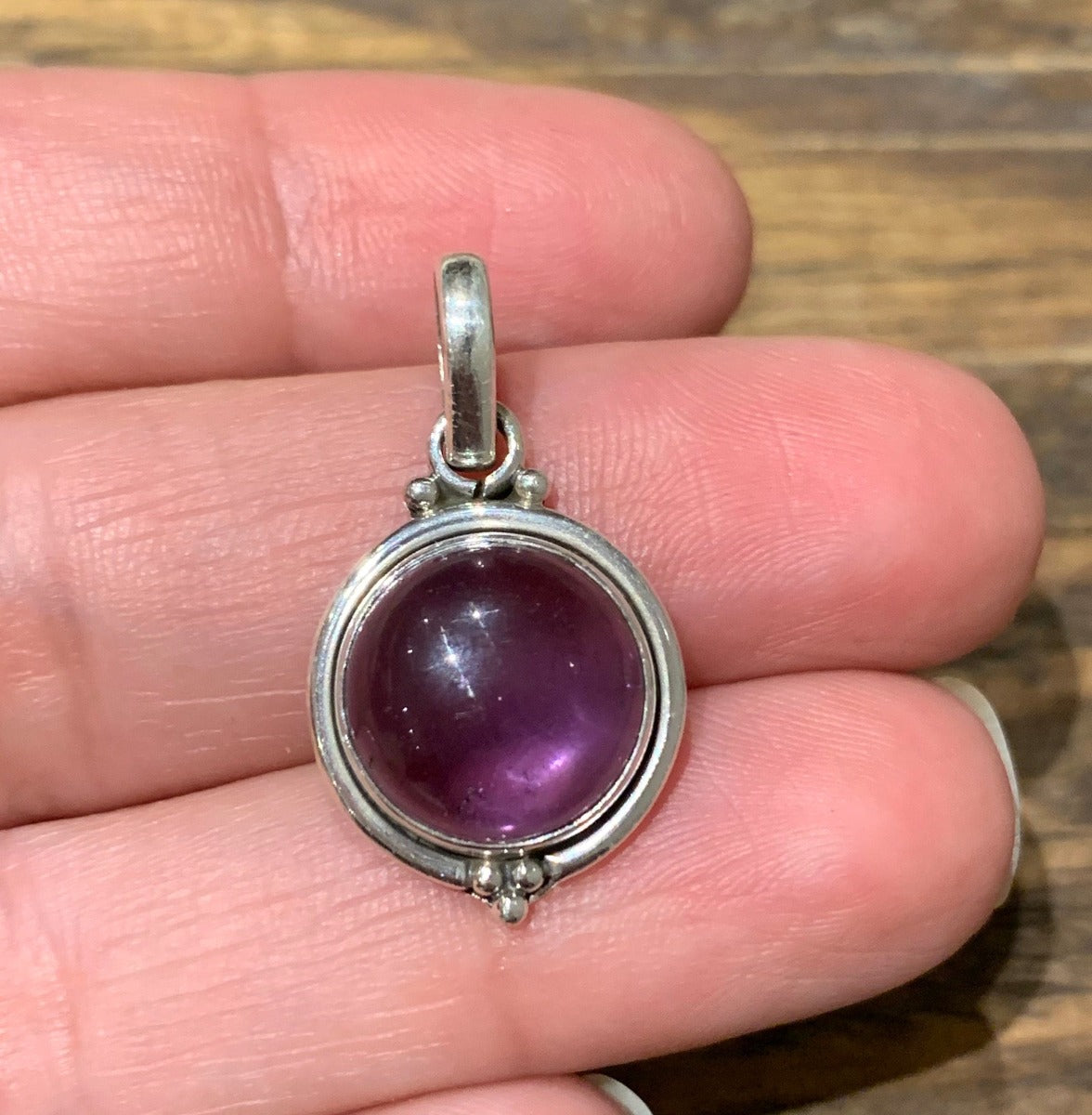 Delicate Round Amethyst Silver Necklace by Springwaves