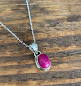Dainty Oval Rainbow Moonstone Necklace - Choose From: Blue Pink & Green