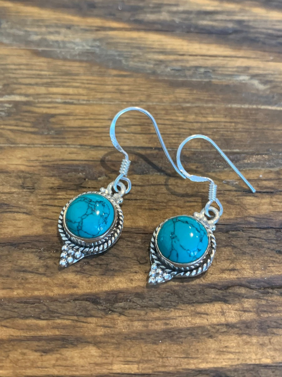 Boho Silver Gem Earrings options of Turquoise Garnet Moonstone Labradorite & Aquamarine by Springwaves