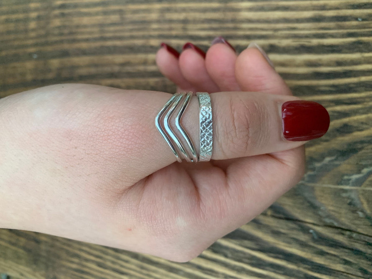 Sterling Silver Statement Chevron Band Ring-Adjustable