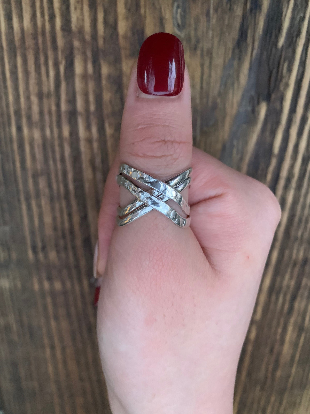 Sterling Silver Crossover Wrap Ring-Adjustable