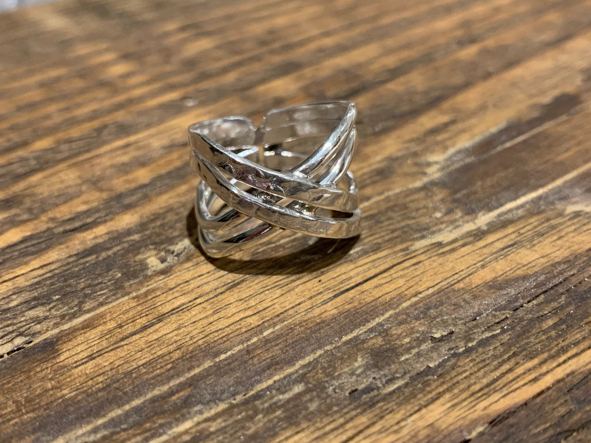 Sterling Silver Crossover Wrap Ring-Adjustable
