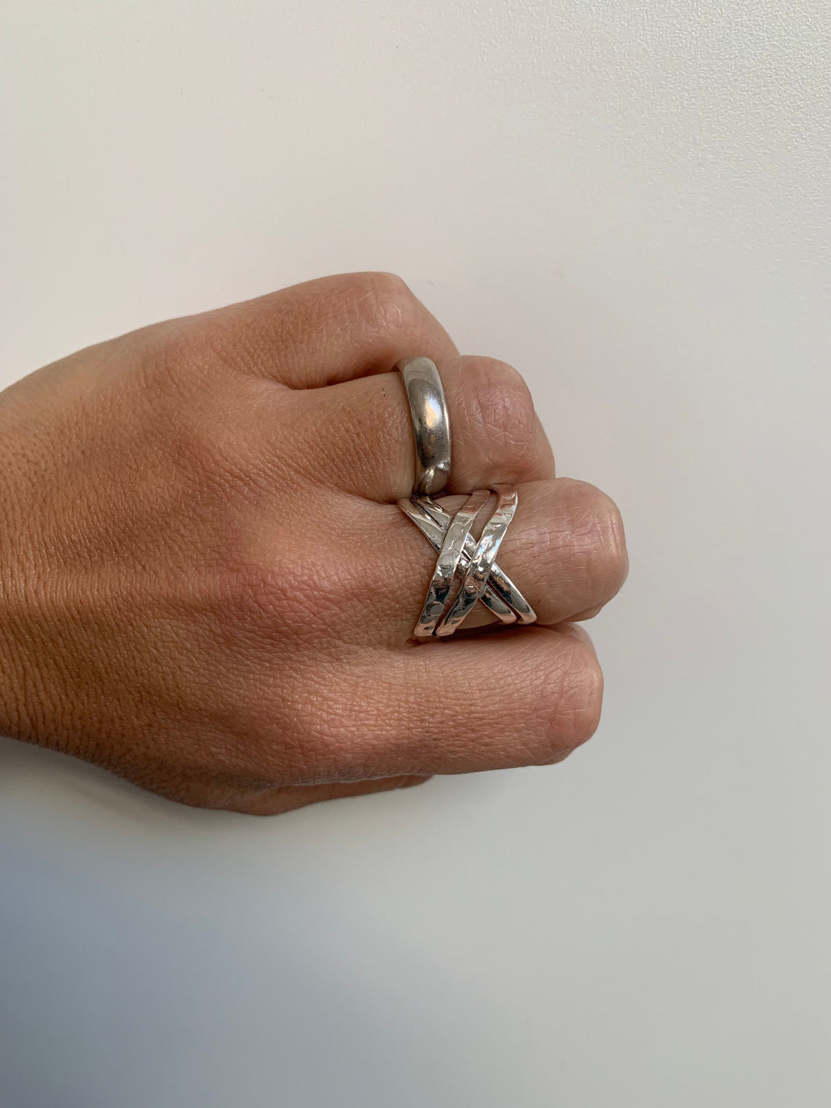 Sterling Silver Crossover Wrap Ring-Adjustable