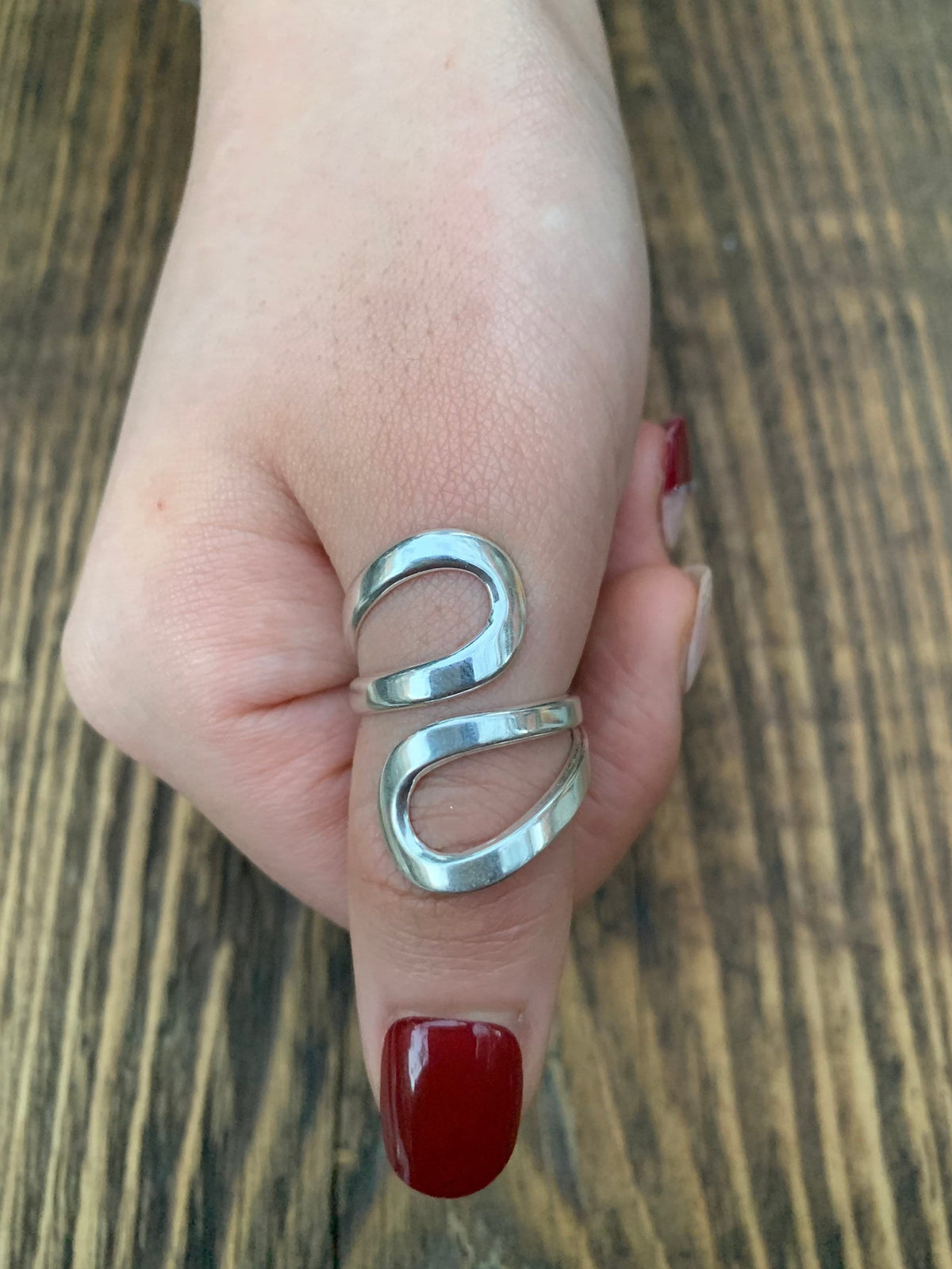 Silver Wave Wrap Ring - Adjustable