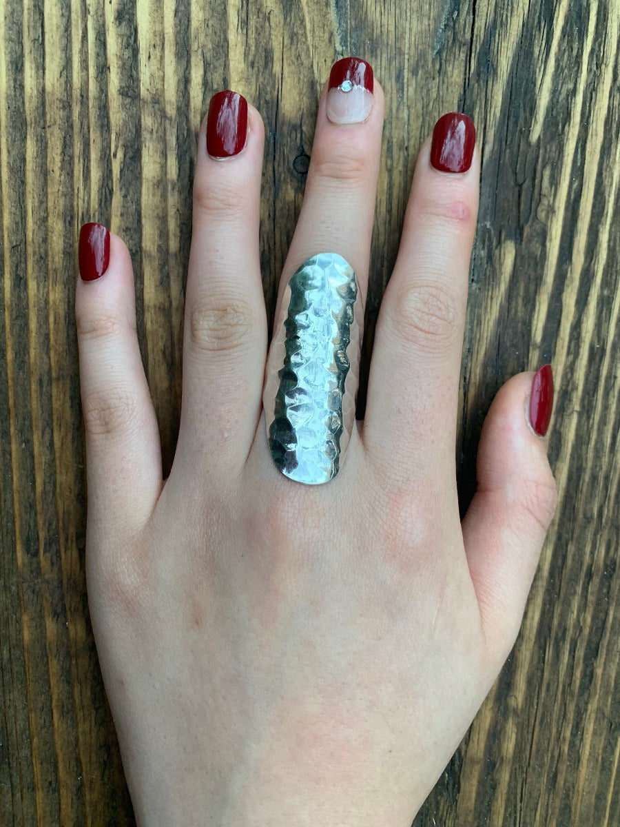 Silver Long Adjustable Statement Ring - Choose Your Finish by Springwaves