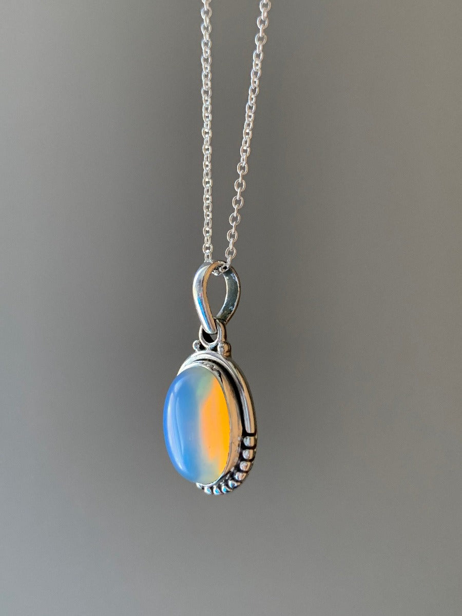 Sterling Silver Oval Opalite Necklace by Springwaves