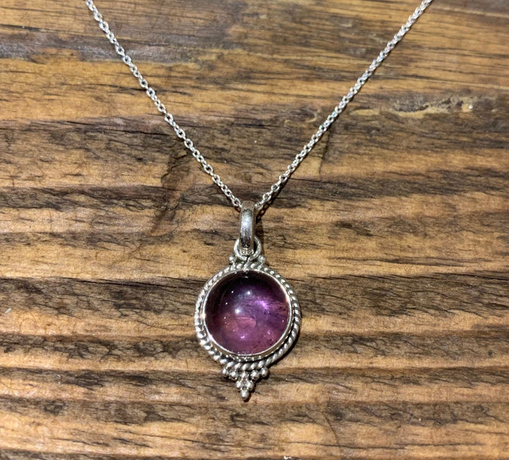 Boho Amethyst Round Pendant Necklace