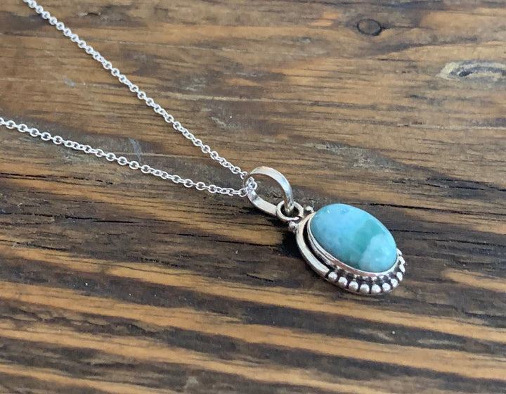 Larimar Oval Dot Silver Necklace