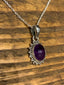 Sterling Silver Oval Starburst Amethyst Necklace by Springwaves