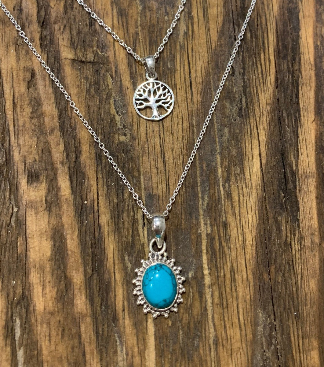 Sterling Silver Oval Starburst Turquoise Necklace by Springwaves