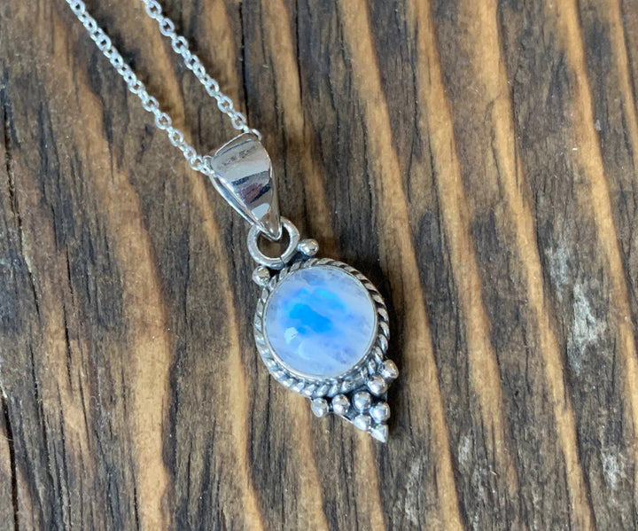 Dainty Sterling Silver Rainbow Moonstone Necklace