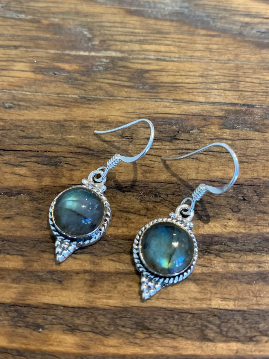 Boho Silver Gem Earrings options of Turquoise Garnet Moonstone Labradorite & Aquamarine by Springwaves