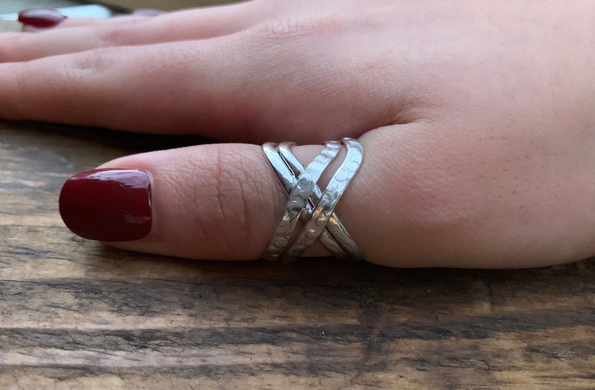 Sterling Silver Crossover Wrap Ring-Adjustable