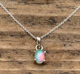 Tiny Minimalist Ethiopian Opal Necklace
