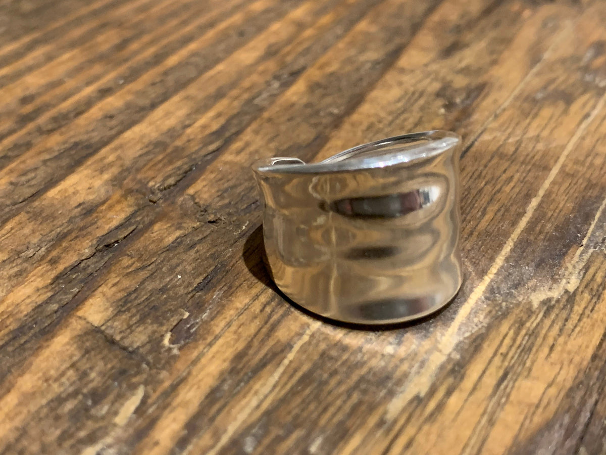 Sterling Silver Square Wave Effect Band Ring- Adjustable