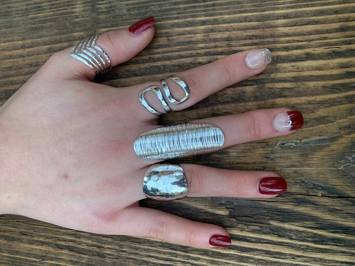 Silver Long Adjustable Statement Ring - Choose Your Finish by Springwaves