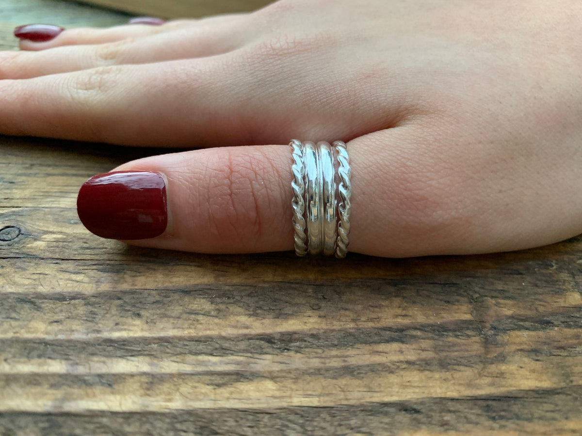 Silver Layered Band Ring