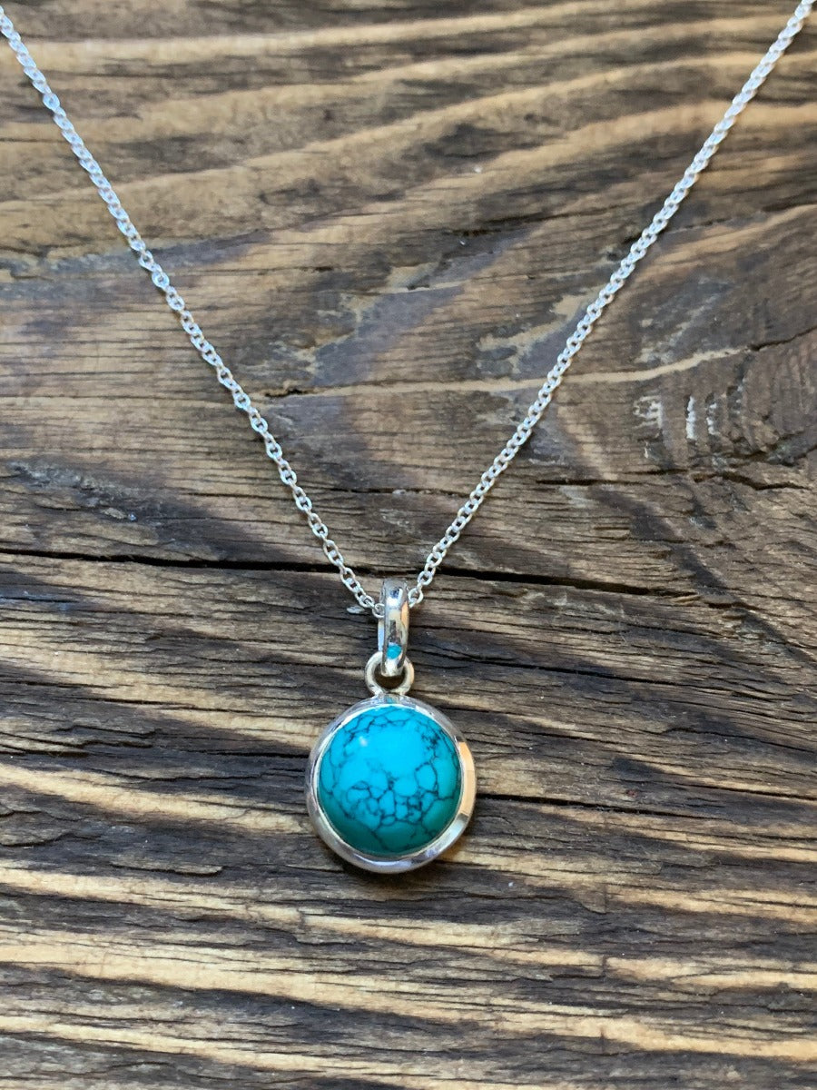 Turquoise Minimalist Round Necklace by Springwaves