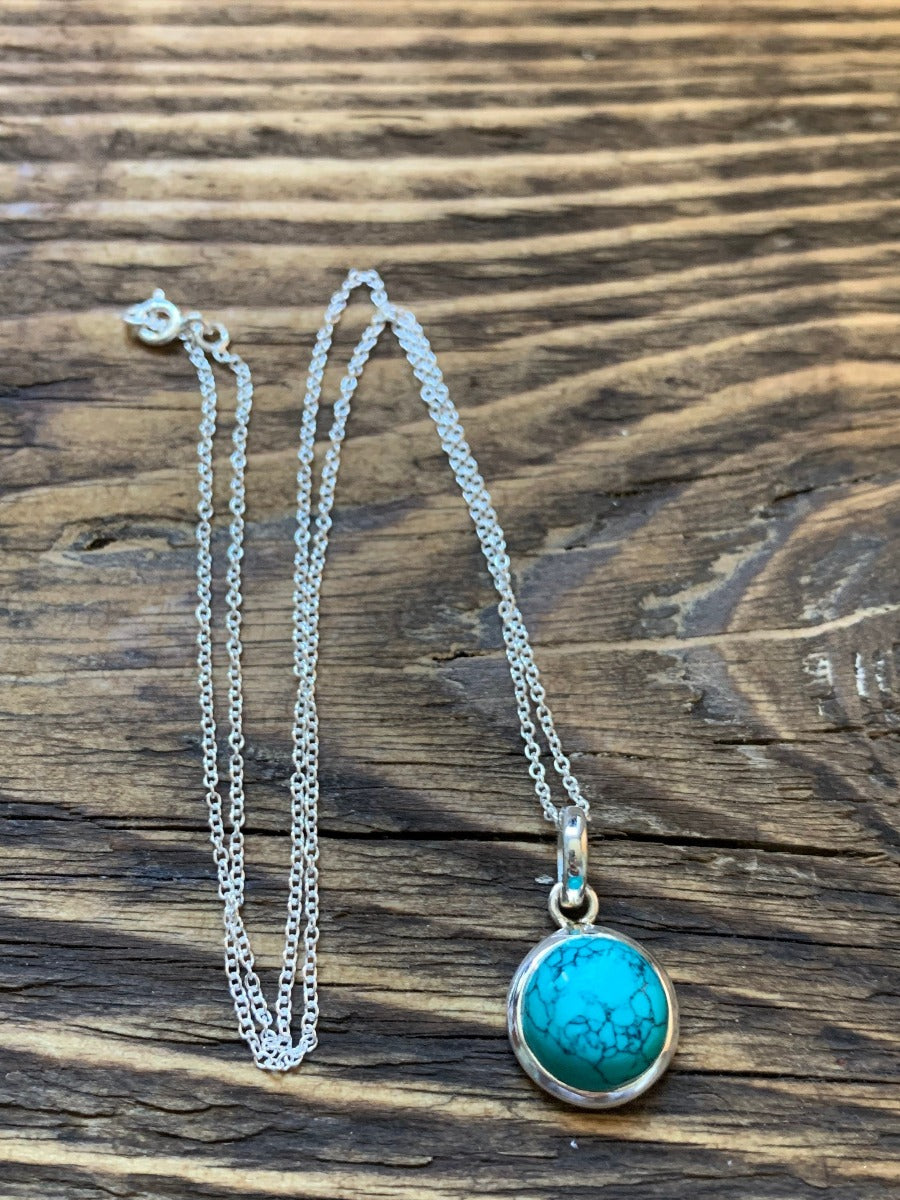 Turquoise Minimalist Round Necklace by Springwaves