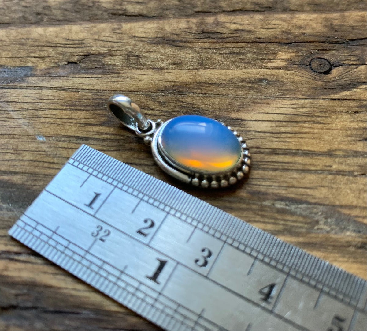 Sterling Silver Oval Opalite Necklace by Springwaves