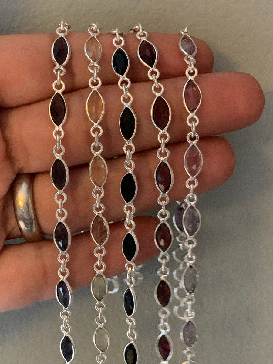 Dainty Faceted Silver Bracelet - Stone Options - Iolite, Citrine, Black Onyx, Garnet, Amethyst by Springwaves