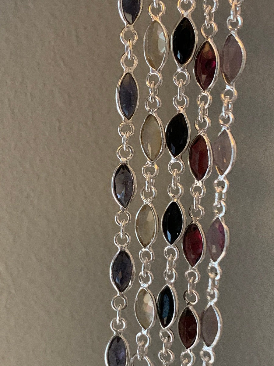 Dainty Faceted Silver Bracelet - Stone Options - Iolite, Citrine, Black Onyx, Garnet, Amethyst by Springwaves