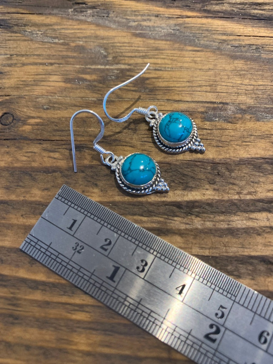 Silver Turquoise Gemstone Earrings by Springwaves