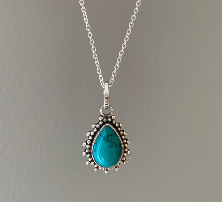 Turquoise Sunburst Teardrop Necklace