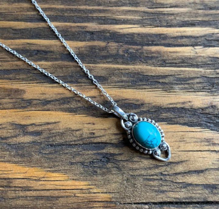 Boho Turquoise Sterling Silver Necklace