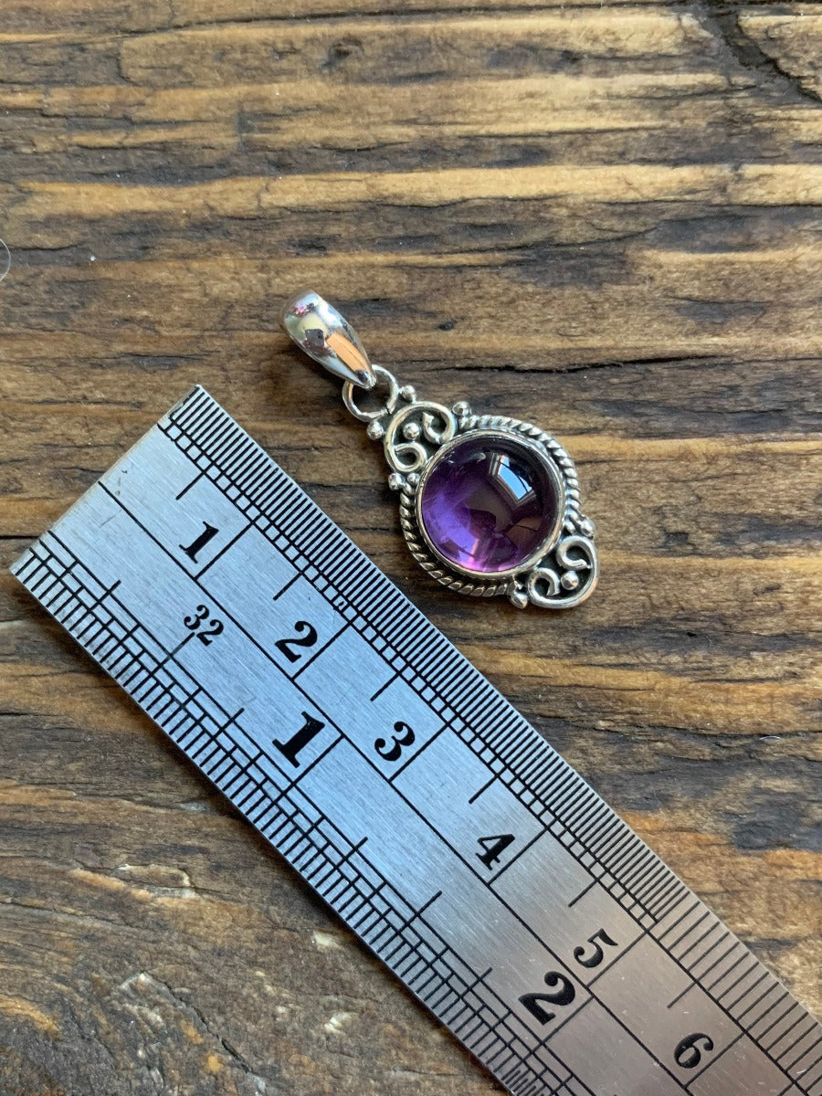 Amethyst Dainty Elegant Flower Pendant Necklace by Springwaves