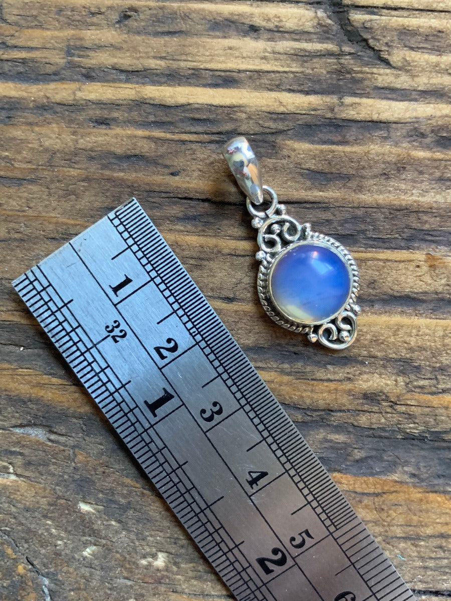 Opalite Dainty Elegant Flower Pendant Necklace by Springwaves